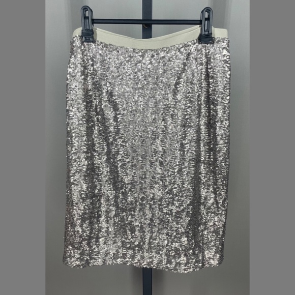 NEW J Jill Skirt Womens Small petite brown sequin pencil cocktail party - Picture 6 of 8
